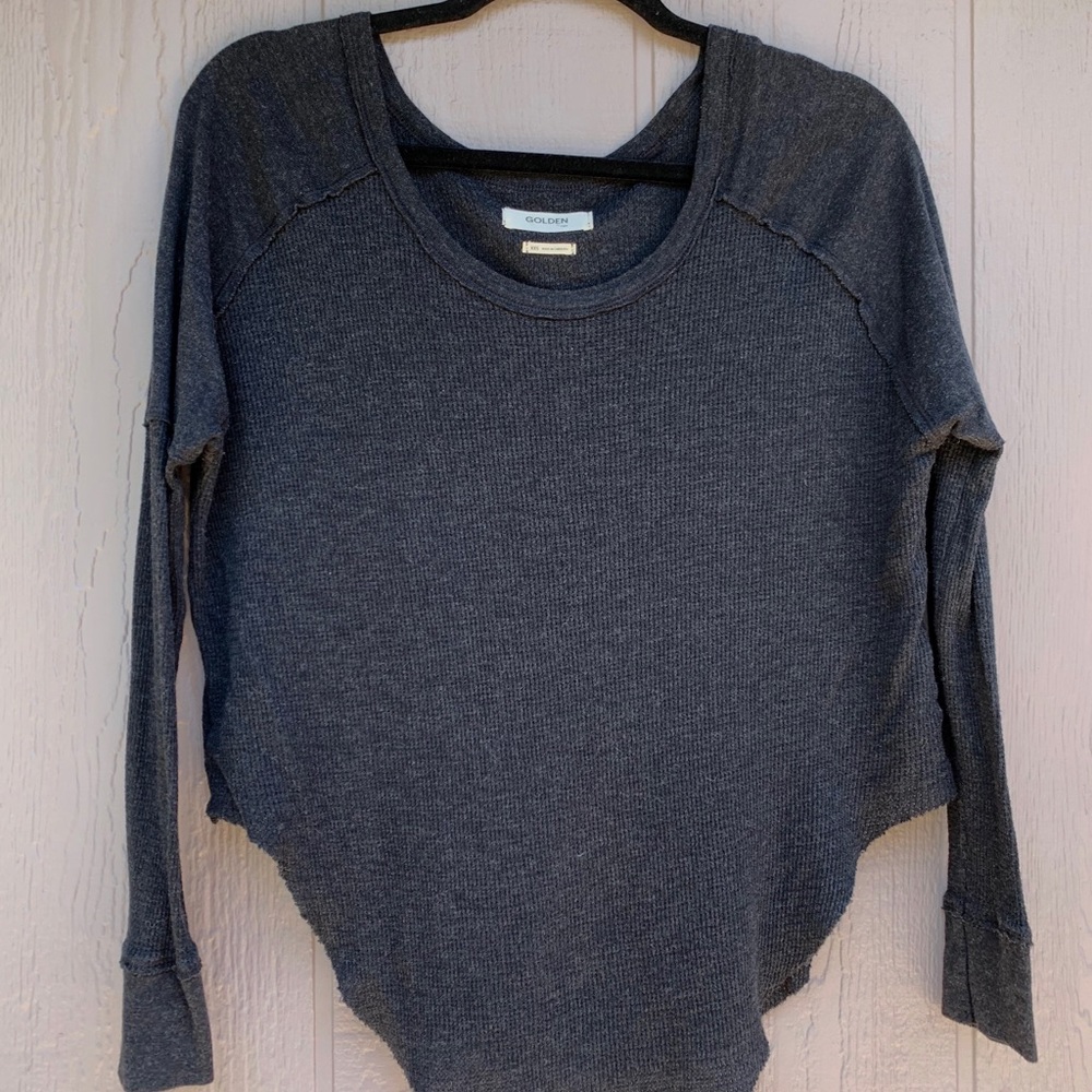 Aritzia Comfy Waffle Knit Long Sleeve Tee in Gray